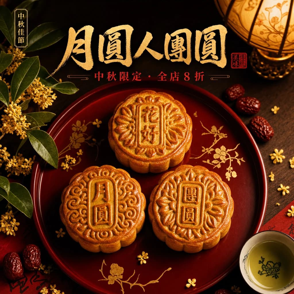 GPT Image 2 generated 中秋月餅 promo — accurate Chinese