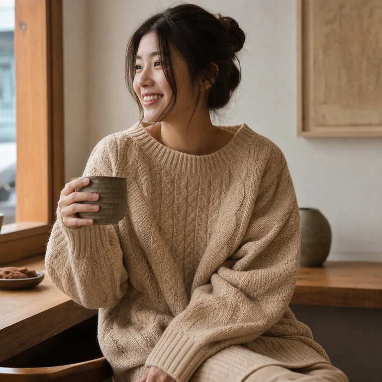 針織衫 café 自然日光 lifestyle prompt